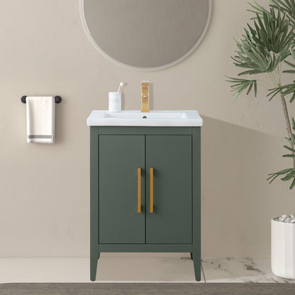 Meuble-lavabo de salle de bain Vanity Art avec lavabo simple, plateau en céramique, disponible en 20, 24 ou 30 pouces.