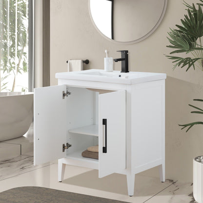 Meuble-lavabo de salle de bain Vanity Art avec lavabo simple, plateau en céramique, disponible en 20, 24 ou 30 pouces.