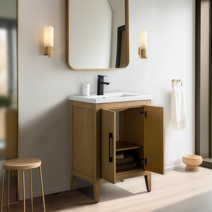 Meuble-lavabo de salle de bain Vanity Art avec lavabo simple, plateau en céramique, disponible en 20, 24 ou 30 pouces.