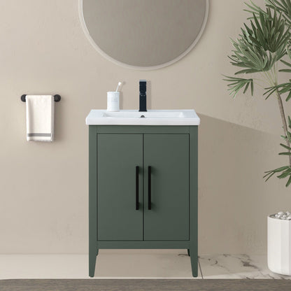 Meuble-lavabo de salle de bain Vanity Art avec lavabo simple, plateau en céramique, disponible en 20, 24 ou 30 pouces.