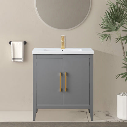 Meuble-lavabo de salle de bain Vanity Art avec lavabo simple, plateau en céramique, disponible en 20, 24 ou 30 pouces.