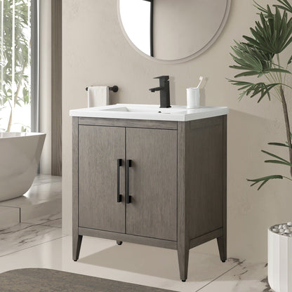 Meuble-lavabo de salle de bain Vanity Art avec lavabo simple, plateau en céramique, disponible en 20, 24 ou 30 pouces.