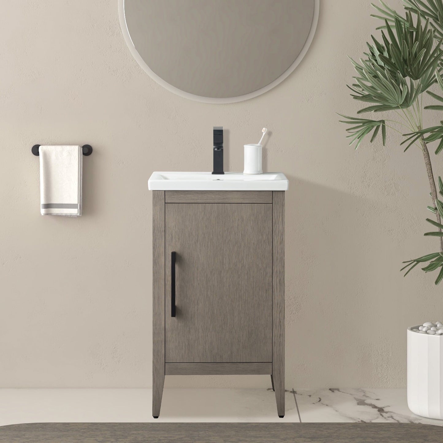Meuble-lavabo de salle de bain Vanity Art avec lavabo simple, plateau en céramique, disponible en 20, 24 ou 30 pouces.