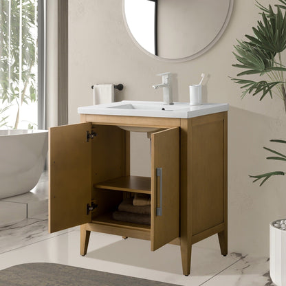Meuble-lavabo de salle de bain Vanity Art avec lavabo simple, plateau en céramique, disponible en 20, 24 ou 30 pouces.