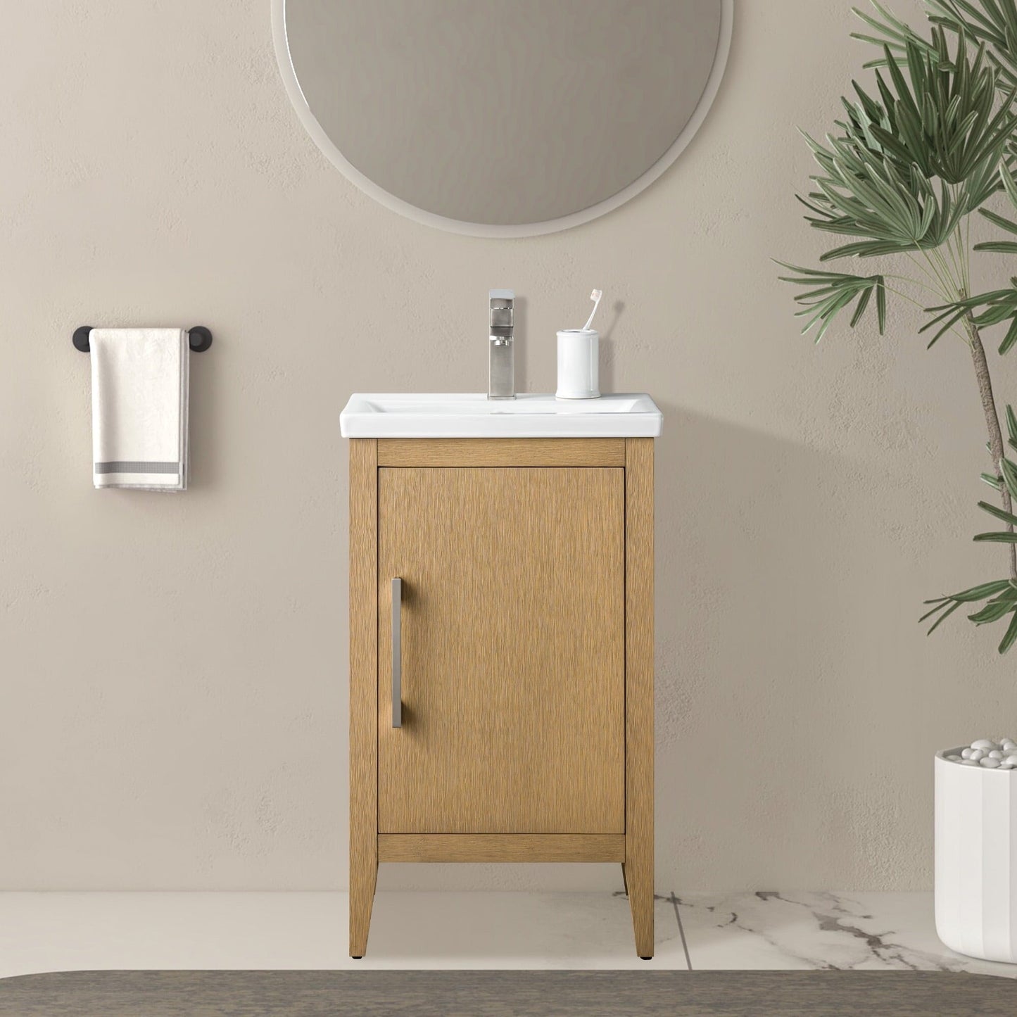 Meuble-lavabo de salle de bain Vanity Art avec lavabo simple, plateau en céramique, disponible en 20, 24 ou 30 pouces.
