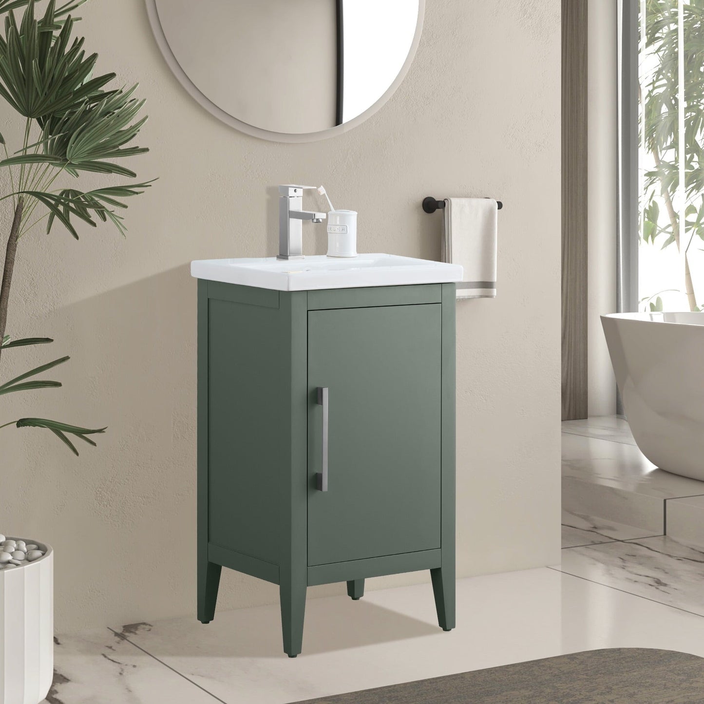 Meuble-lavabo de salle de bain Vanity Art avec lavabo simple, plateau en céramique, disponible en 20, 24 ou 30 pouces.