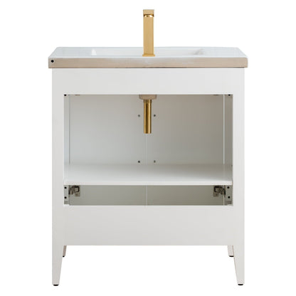 Meuble-lavabo de salle de bain Vanity Art avec lavabo simple, plateau en céramique, disponible en 20, 24 ou 30 pouces.