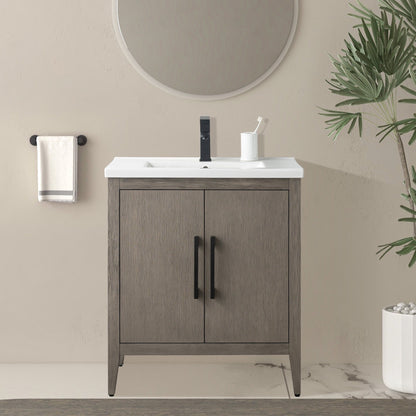 Meuble-lavabo de salle de bain Vanity Art avec lavabo simple, plateau en céramique, disponible en 20, 24 ou 30 pouces.