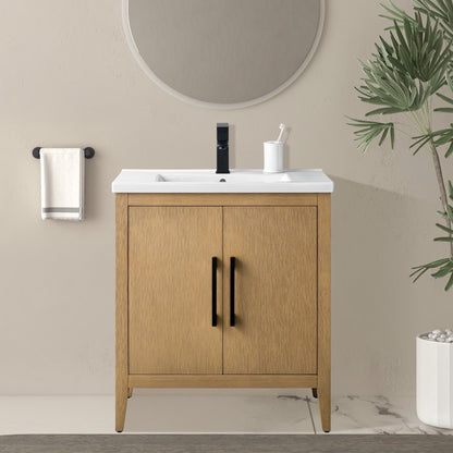 Meuble-lavabo de salle de bain Vanity Art avec lavabo simple, plateau en céramique, disponible en 20, 24 ou 30 pouces.