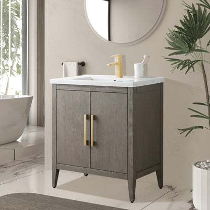 Meuble-lavabo de salle de bain Vanity Art avec lavabo simple, plateau en céramique, disponible en 20, 24 ou 30 pouces.