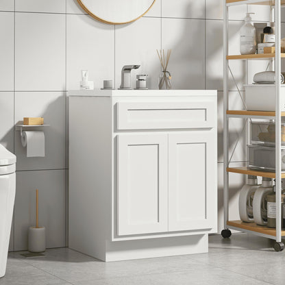 Meuble-lavabo de salle de bain Vanity Art en bois massif, 60 cm (24 pouces), avec lavabo simple.