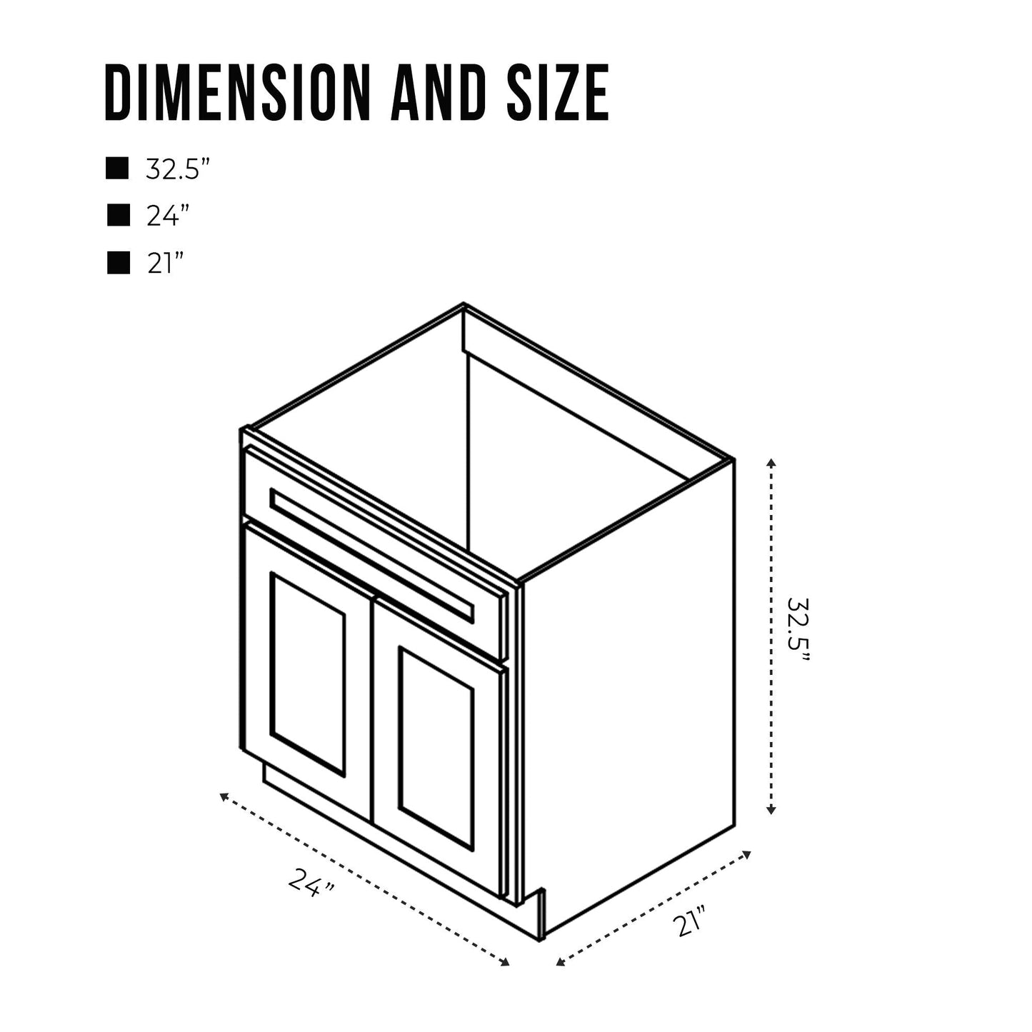 Meuble-lavabo de salle de bain Vanity Art en bois massif, 60 cm (24 pouces), avec lavabo simple.
