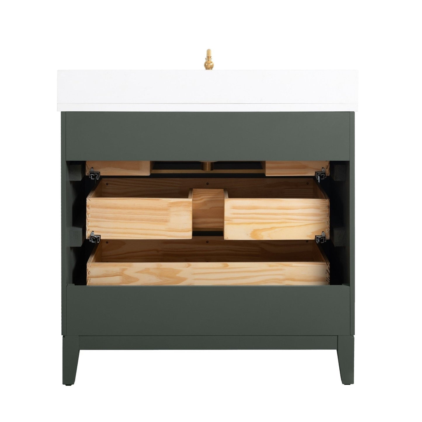 Meuble-lavabo Vanity Art avec lavabo en céramique et plan de travail en marbre composite.