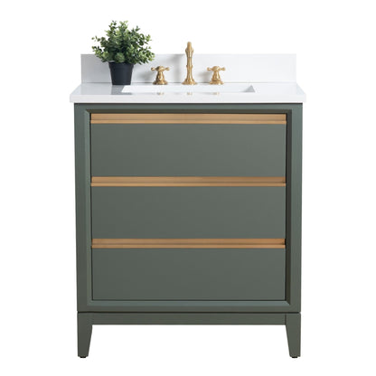 Meuble-lavabo Vanity Art avec lavabo en céramique et plan de travail en marbre composite.