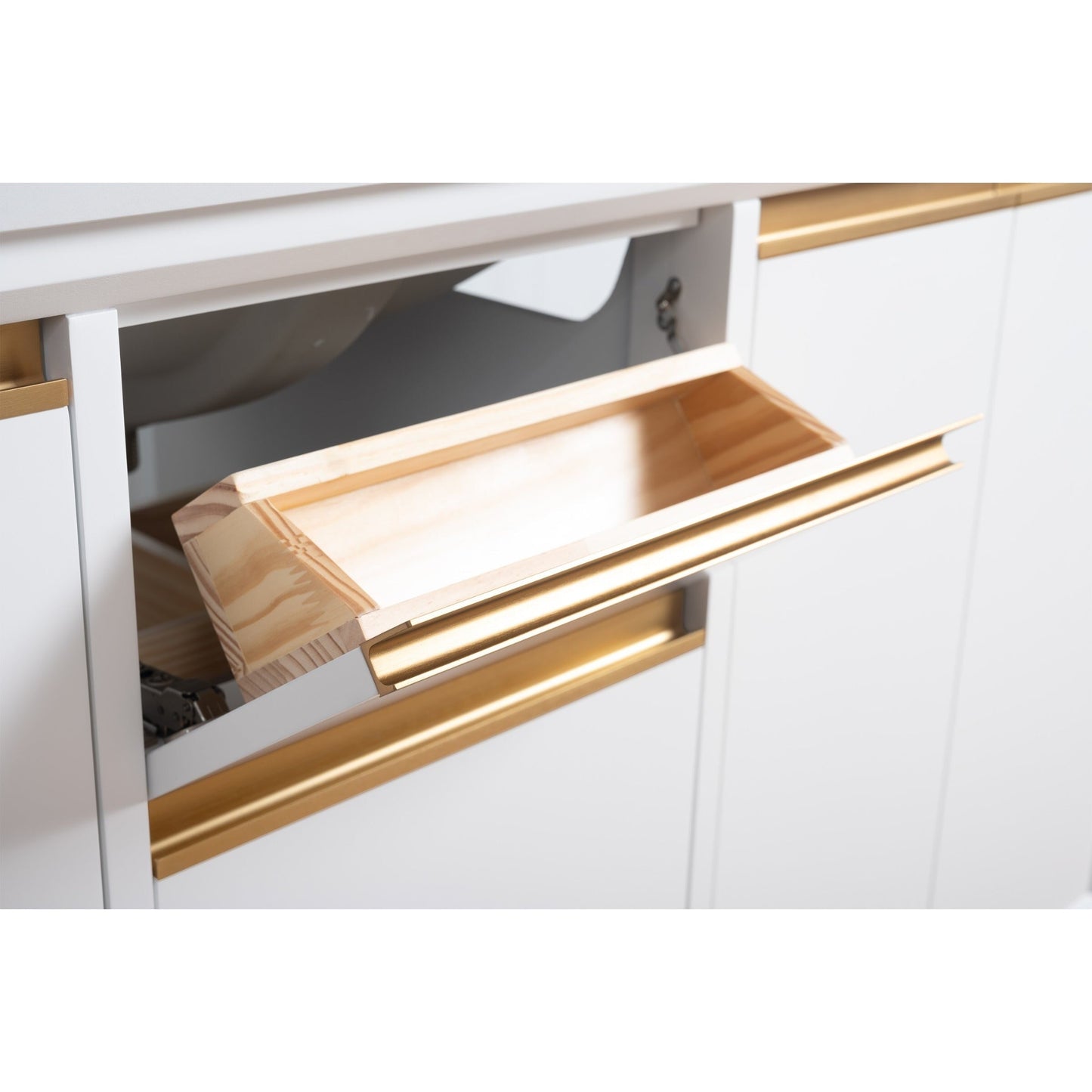 Meuble-lavabo Vanity Art avec lavabo en céramique et plan de travail en marbre composite.