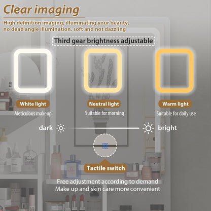 Coiffeuse avec miroir et lampe, table de maquillage et de coiffure avec tabouret.