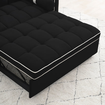 Canapé-lit convertible en velours de 139 cm (55 pouces) à 2 places avec lit escamotable, dossier inclinable, poches latérales et porte-téléphone.