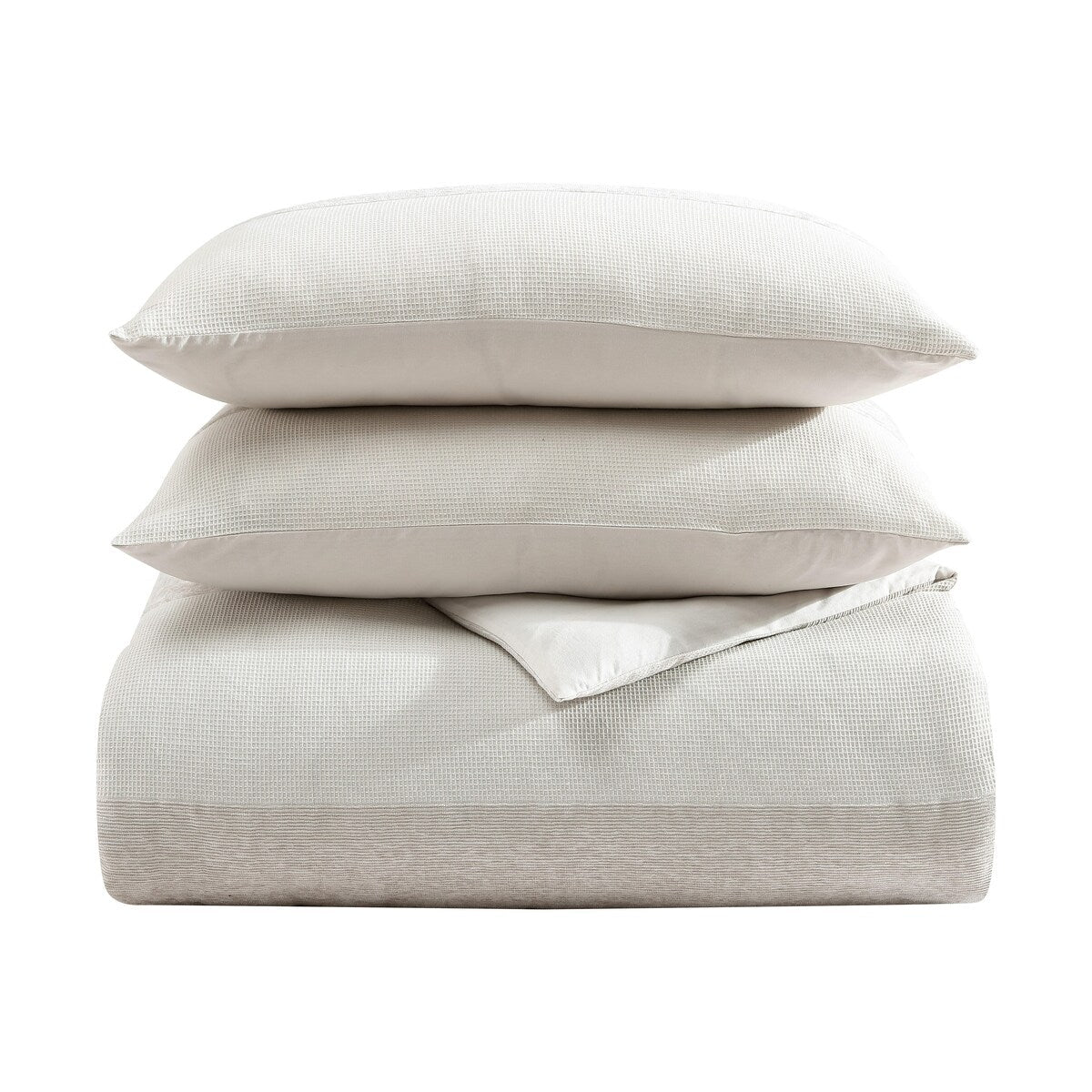 Ensemble de couette Vera Wang en chenille à rayures en nid d'abeille beige