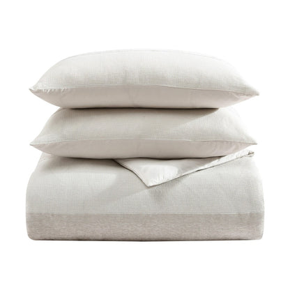 Ensemble de couette Vera Wang en chenille à rayures en nid d'abeille beige