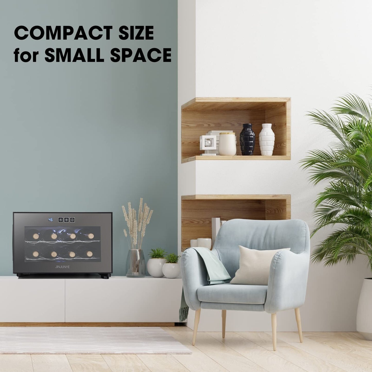 Refroidisseur de boissons polyvalent pour 8 bouteilles (18-19°C) : Design élégant et fonctionnement ultra silencieux pour un usage domestique.