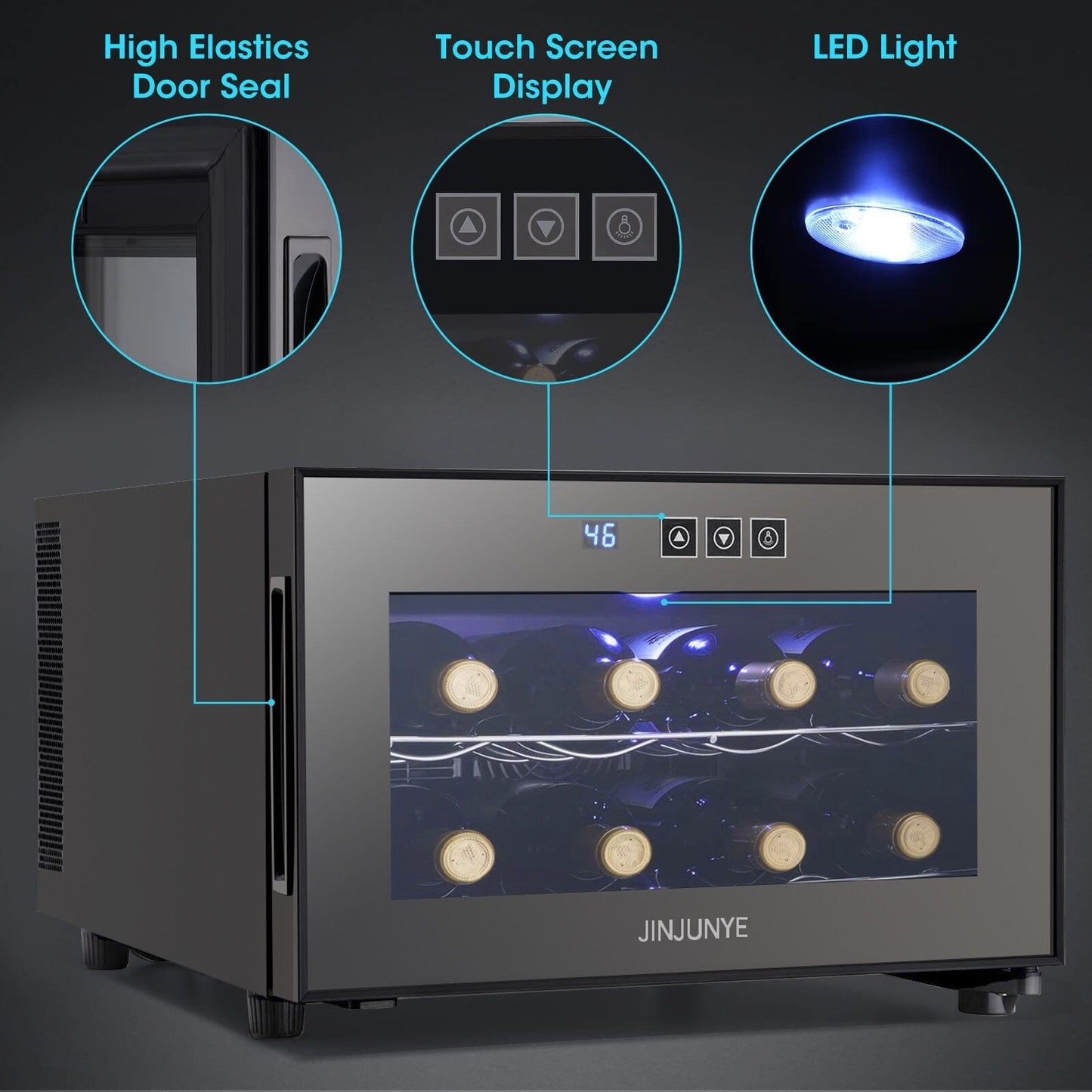 Refroidisseur de boissons polyvalent pour 8 bouteilles (18-19°C) : Design élégant et fonctionnement ultra silencieux pour un usage domestique.