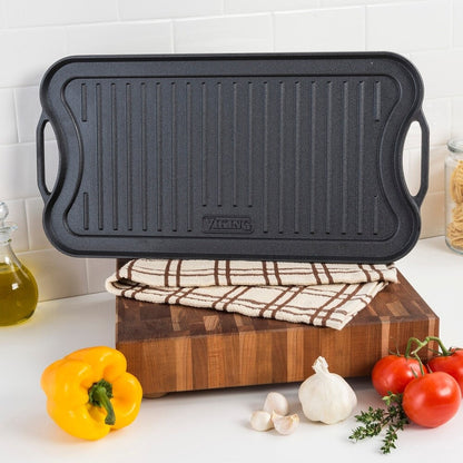 Poêle à griller/plancha réversible en fonte Viking de 20 pouces (pré-épices)