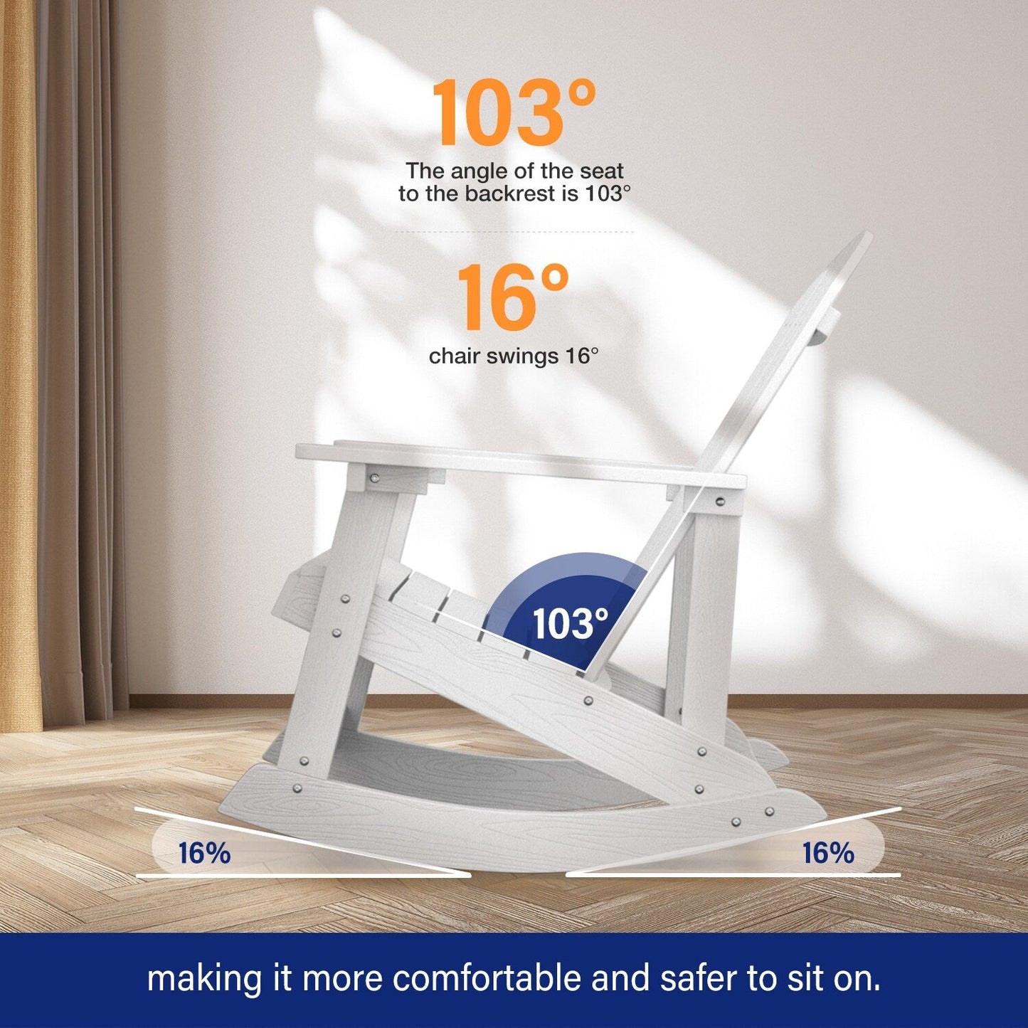 WINSOON Chaise à bascule d'extérieur résistante aux intempéries, lot de 2