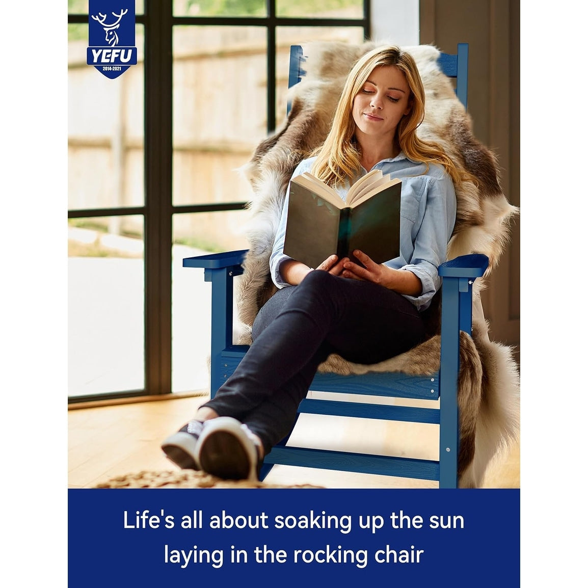 WINSOON Chaise à bascule d'extérieur résistante aux intempéries, lot de 2