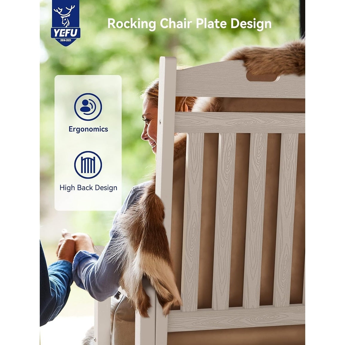 WINSOON Chaise à bascule d'extérieur résistante aux intempéries, lot de 2