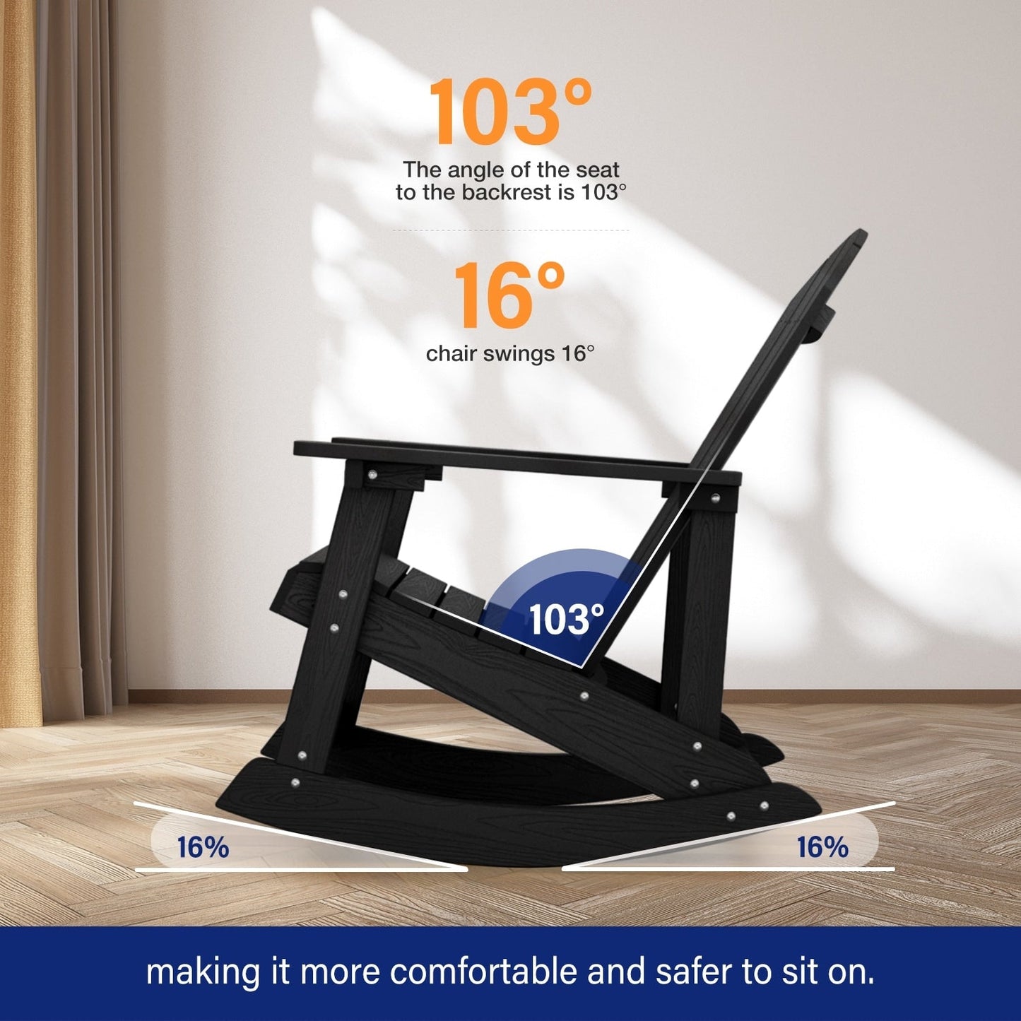 WINSOON Chaise à bascule d'extérieur résistante aux intempéries, lot de 2