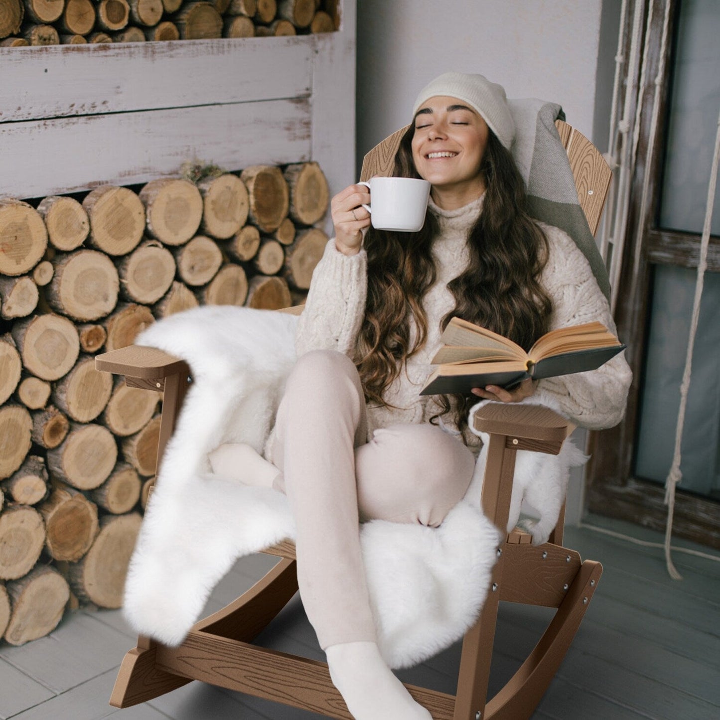 WINSOON Chaise à bascule d'extérieur résistante aux intempéries, lot de 2