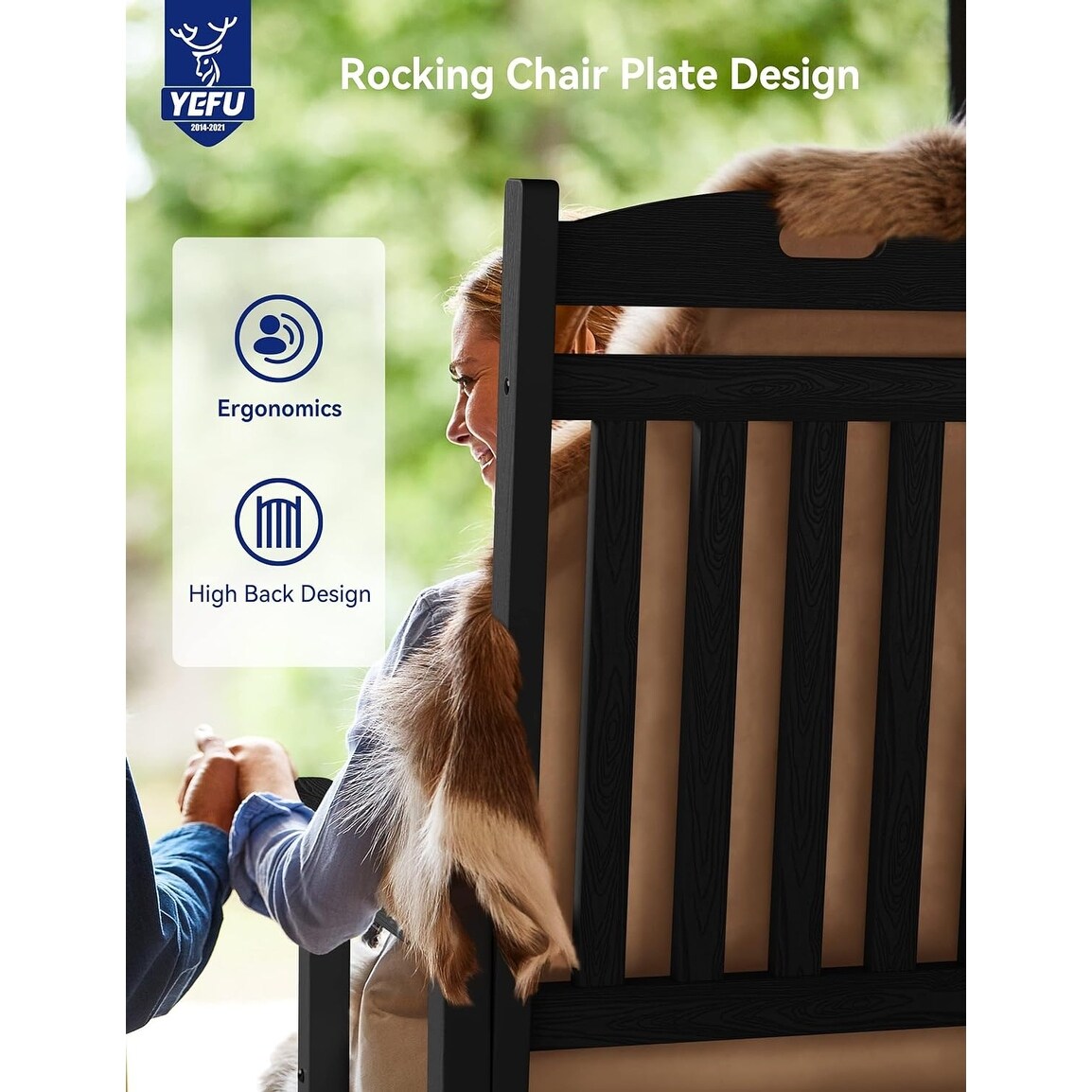 WINSOON Chaise à bascule d'extérieur résistante aux intempéries, lot de 2