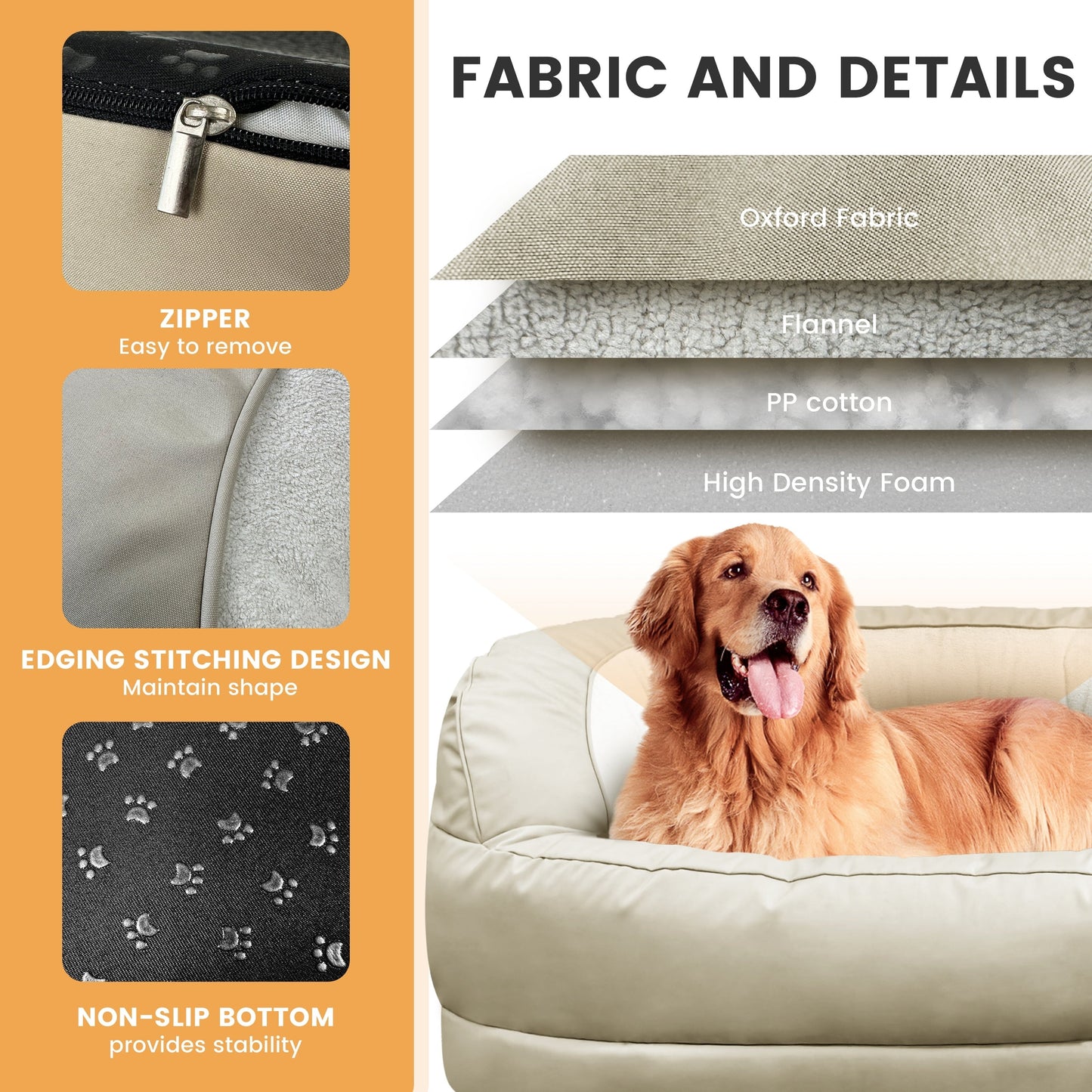 Couchon pour chien WOWMAX en mousse orthopédique imperméable pour grands chiens