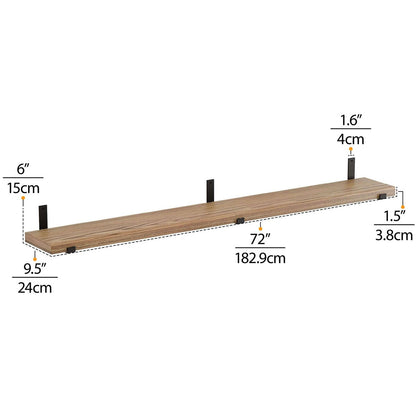 Wallniture Forte, étagères flottantes de 72 pouces, lot de 2, bois brûlé.