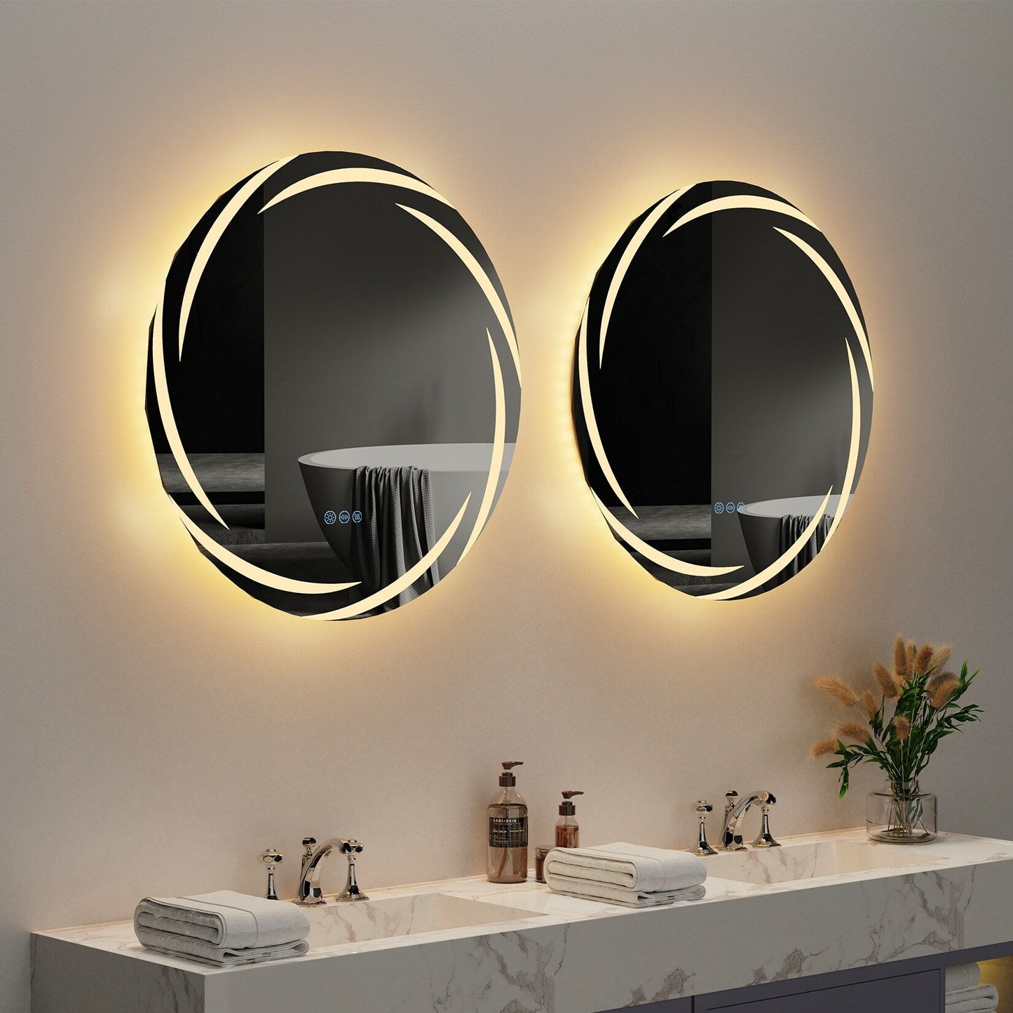 Miropoir de salle de bain à LED étanche, avec éclairage tactile, anti-buée, vanité, intensité variable.