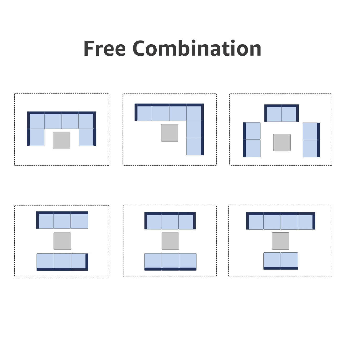 Ensemble de canapé d'extérieur modulable en osier et acier avec coussins, 7 pièces