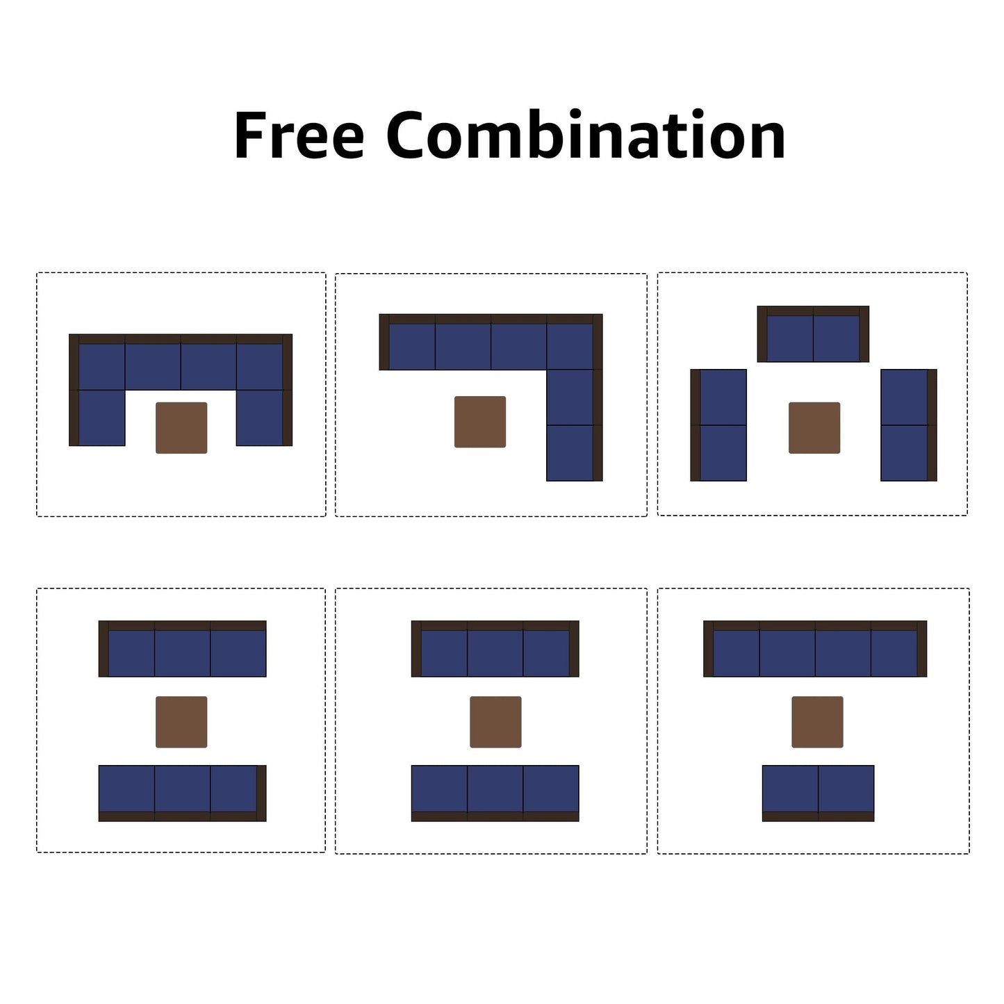 Ensemble de canapé d'extérieur modulable en osier et acier avec coussins, 7 pièces