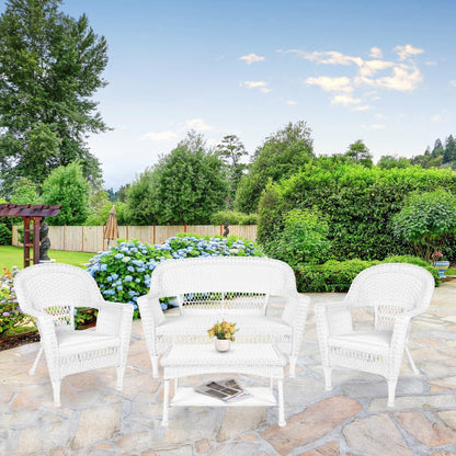 Ensemble de conversation 4 pièces en osier pour patio