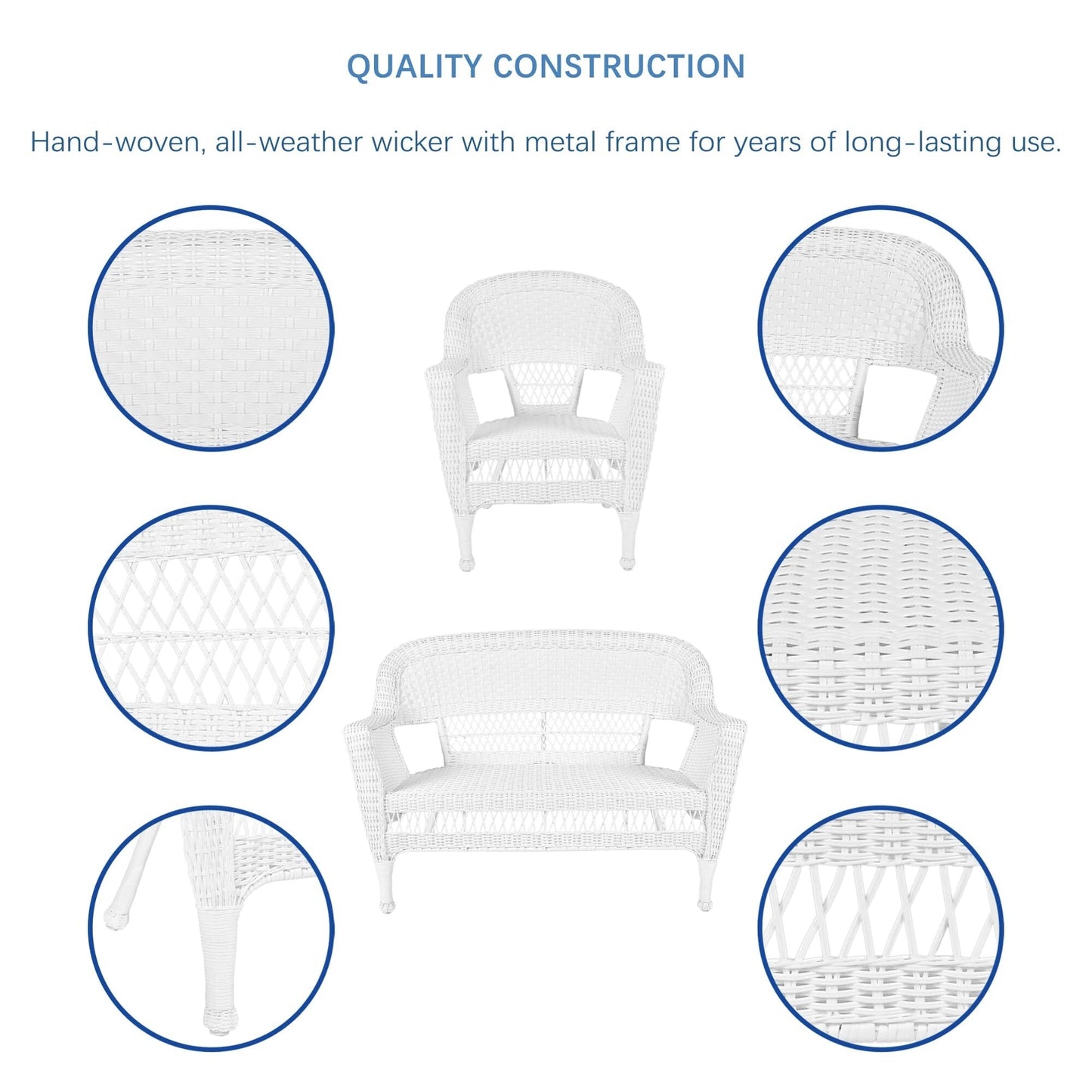 Ensemble de conversation 4 pièces en osier pour patio