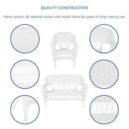 Ensemble de conversation 4 pièces en osier pour patio