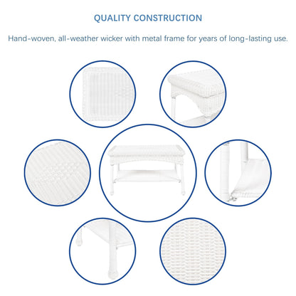 Ensemble de conversation 4 pièces en osier pour patio