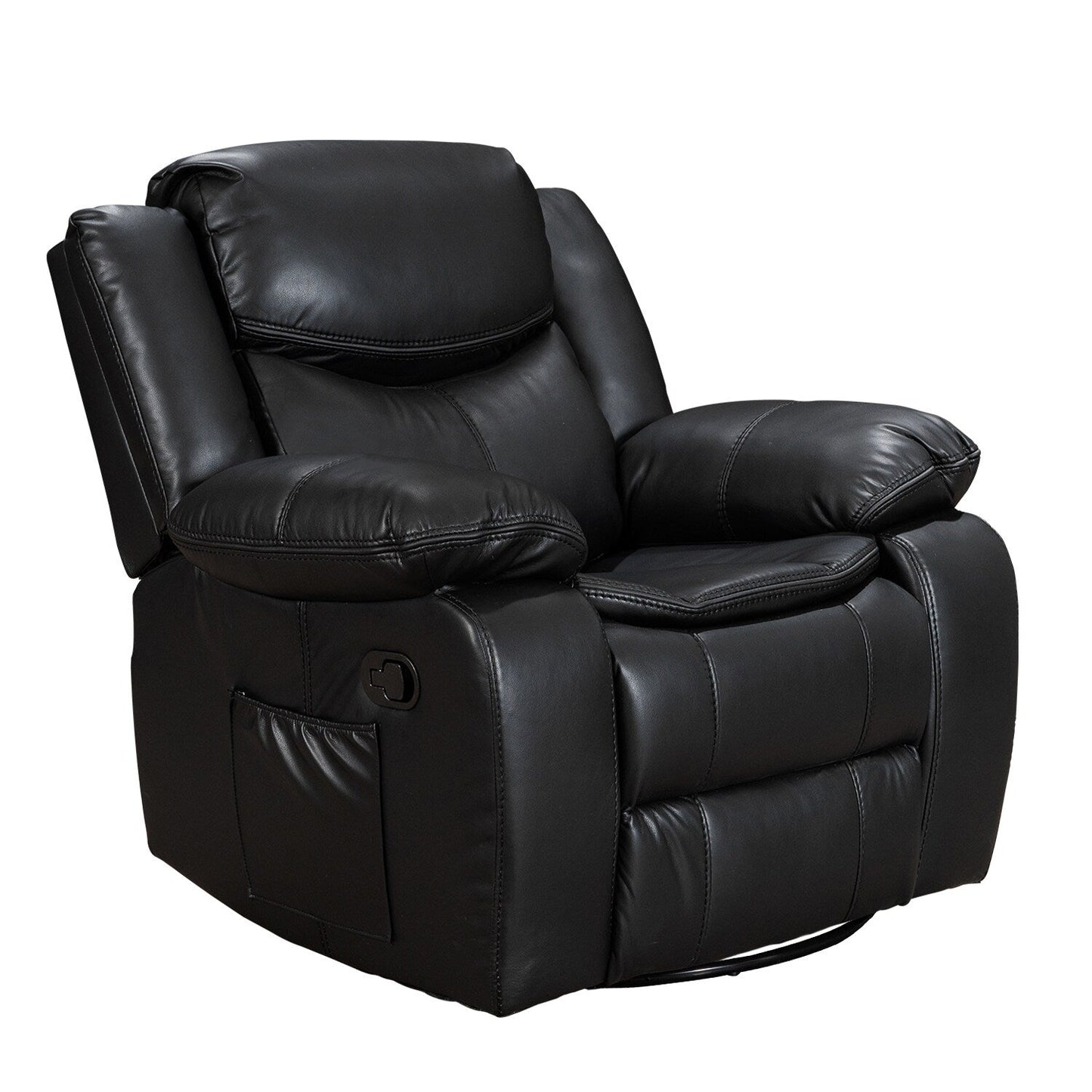 Fauteuil inclinable large en cuir durable avec massage et chauffage.