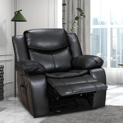 Fauteuil inclinable large en cuir durable avec massage et chauffage.