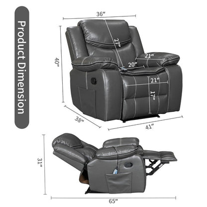 Fauteuil inclinable large en cuir durable avec massage et chauffage.