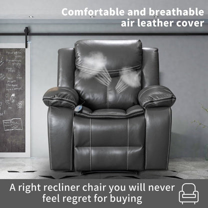 Fauteuil inclinable large en cuir durable avec massage et chauffage.