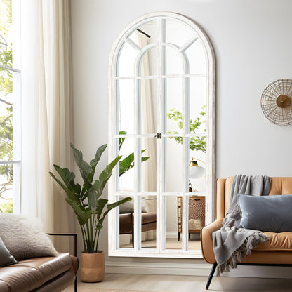 Miroir à fenêtre, miroir en bois incurvé, 180 cm (L) x 79 cm (l)