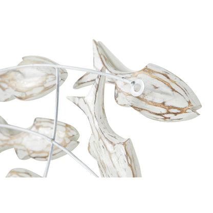 Poisson en bois fait à la main, décoration murale pour la maison, effet vieilli brun - Blanc - Roche River Decor