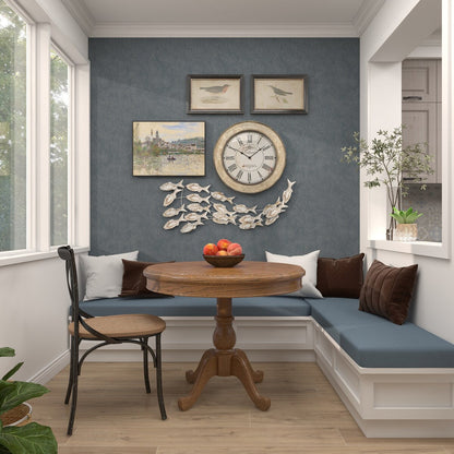 Poisson en bois fait à la main, décoration murale pour la maison, effet vieilli brun - Blanc - Roche River Decor