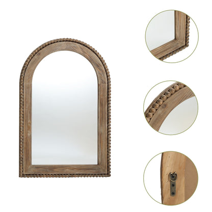 Miroir mural à cadre en bois en forme d'arche, miroir mural de salle de bain - 39,25 H x 25,87 L x 1,5 P