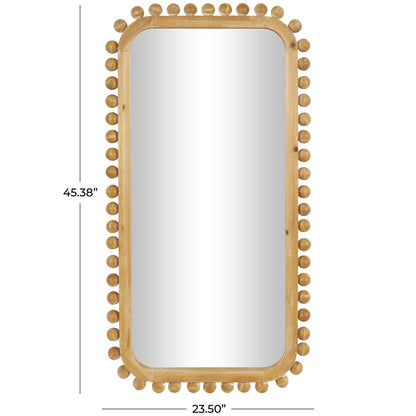Miroir mural en bois avec cadre perlé - Marron - Roche River Decor